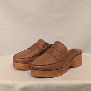 Anthropologie Women's Leather & Wood Clog - Never Worn